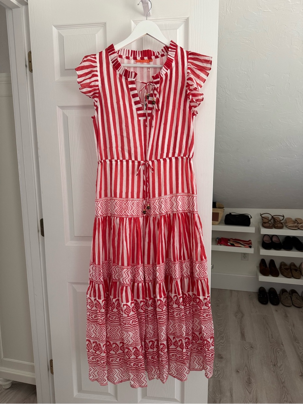 NWT Oliphant CINCHED FLIRTY MIDI-SANTORINI RED size XXS - Picture 4 of 10